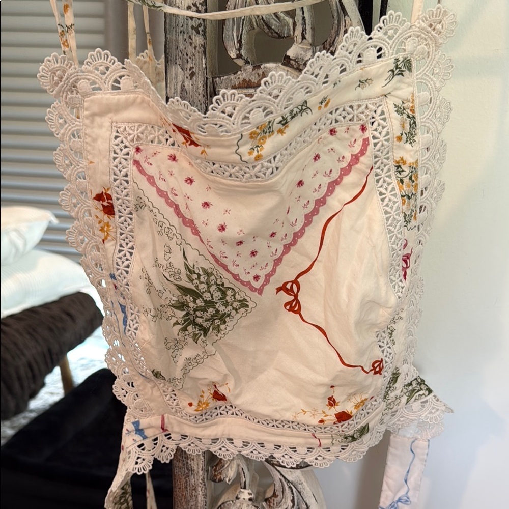 Reformation Lace Trimmed Top with open back